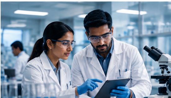 Healthcare professionals in a laboratory setting